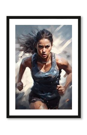 Female muscular athletic doing sports, fitness motivation illustration