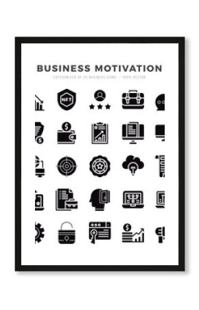 Business Motivation Icons bundle. Glyph style Icons. Vector illustration.