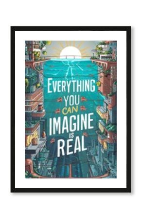 everything you can imagine is real (Motivational Quotes- Illustration-typography)