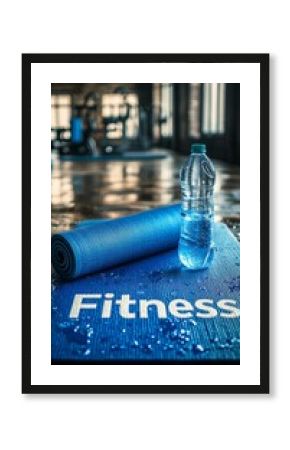 Fitness Motivation - Energizing Fitness Class Background with Yoga Mat, Water Bottle, 