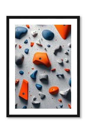 Colorful climbing holds on indoor wall  active lifestyle background