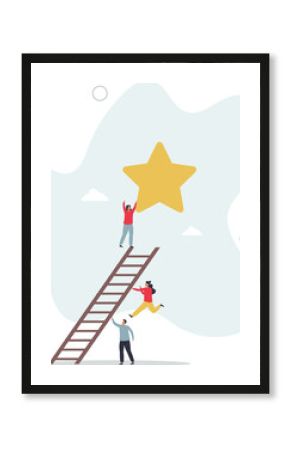 Encouragement for female career and woman motivation tiny person concept. character life .