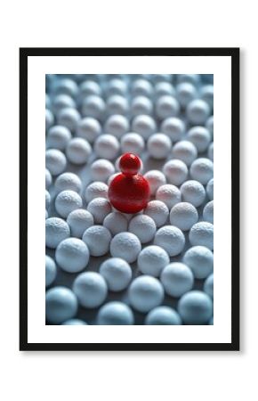 Single red figure amongst many white