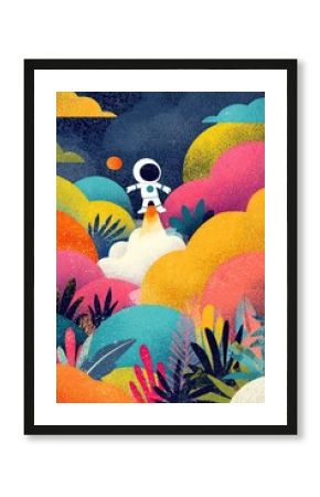 Astronaut Launch Colorful Landscape.