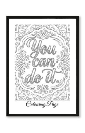 You Can Do It. Decorative Motivational Coloring Page