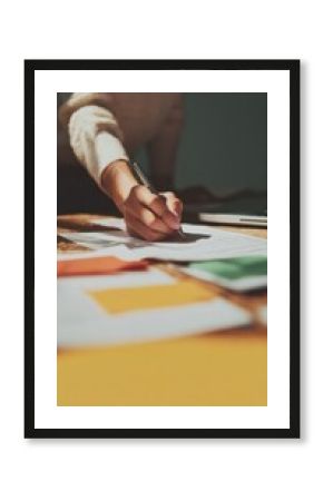 Modern Executive Hand Marking Boxes on Digital Checklist with Laptop and Office Supplies for Business Productivity and Task Automation