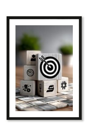 Wooden blocks with target icons