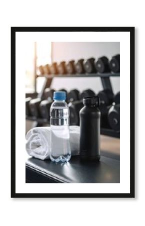 Gym essentials on bench