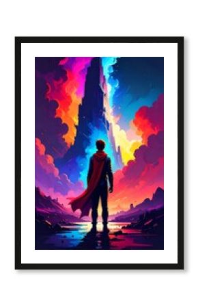 Man gazing at vibrant tower