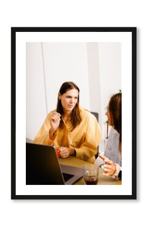 Businesswomen sharing ideas during a work meeting