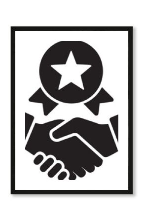 Handshake reward icon silhouette, business success and partnership achievement vector design 