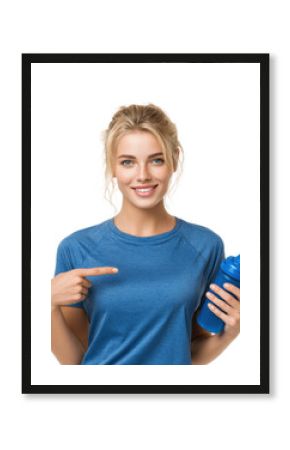 Fitness motivation woman with water bottle lifestyle isolated on transparent background