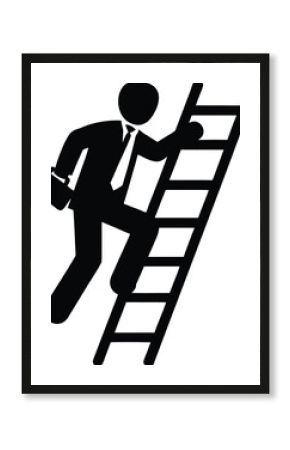 Man climbing ladder symbolizing career growth and success