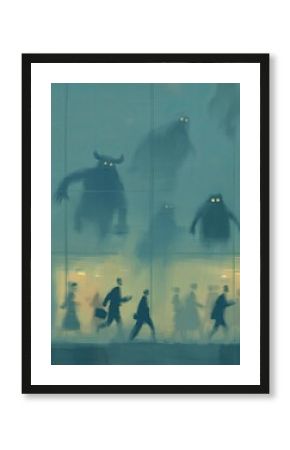 Midnight Motivation Monsters glowing motivational creatures chasing employees