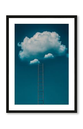 A ladder is on top of a cloud