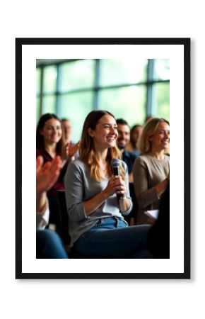Young Professional Sharing Ideas During a Community Networking Event