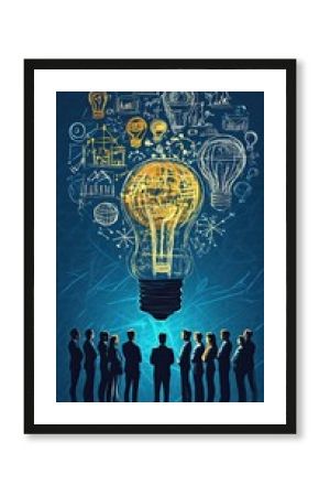 Group Of Business Professionals Looking At Illuminated Lightbulb