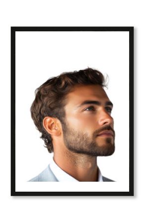 Businessman pondering office space isolated on transparent background png