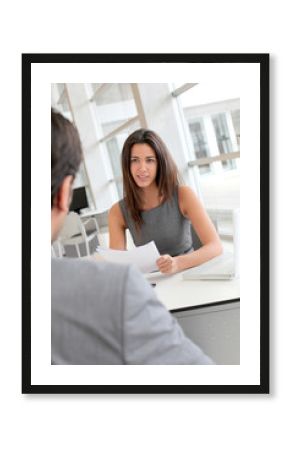 Businesswoman interviewing job applicant