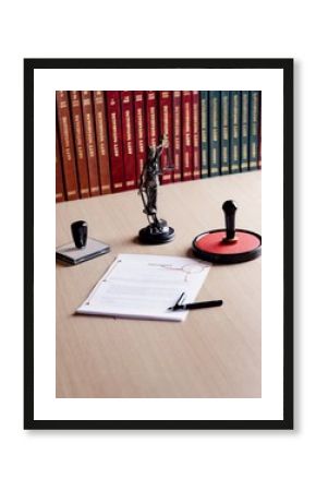 Signed last will on notary public desk.