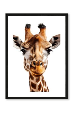 Front view of a Giraffe close-up isolated on white background cutout