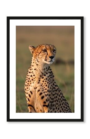 A sleek cheetah scans the savannah with piercing focus—Africa’s fastest predator poised in elegance, speed, and raw power.