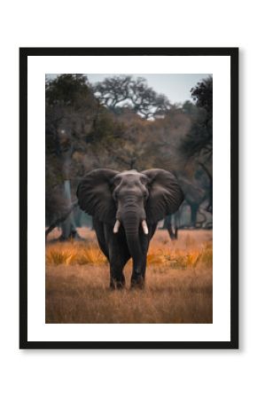 Elephant standing in savannah, natural background, earthy tones