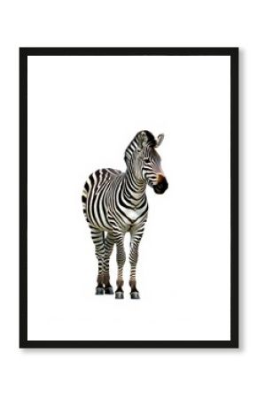 Striking Zebra Portrait on White Background