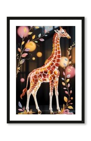 Elegant Giraffe Sculpture Adorned with Whimsical Botanical Elements