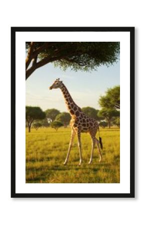 Giraffe in its natural African Savannah habitat