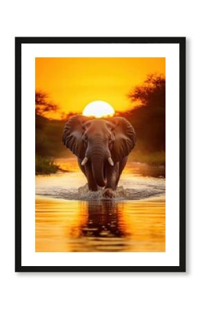Elegant Elephant Grazing in the Heart of African Savannah Landscape