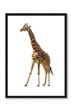 Isolated Giraffe Walking On Transparent Background Tall Animal With Spots