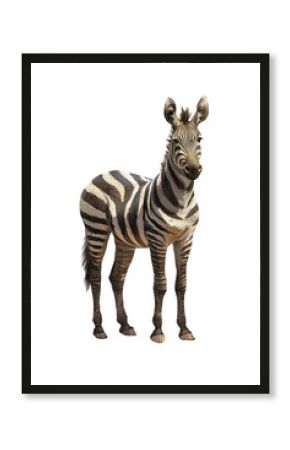 Isolated Striking Zebra on White Background