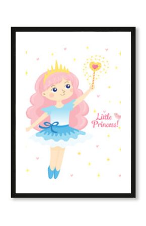 Cute little princess holding magic wand