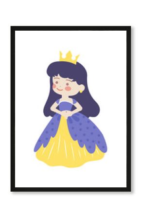 Cute Cartoon Princess. Vector illustration