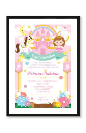 Birthday Invitation with little pink princess