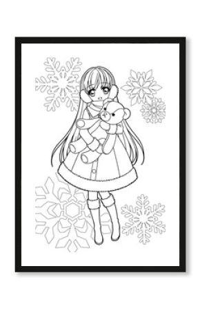 Coloring book illustration for girls 