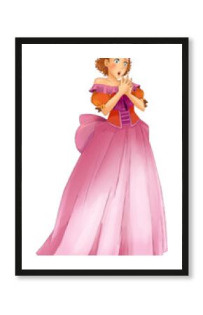 cartoon scene with princess queen isolated illustration for children 