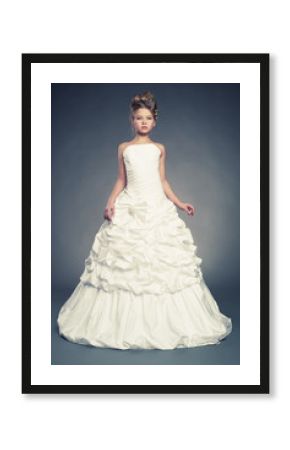 Girl princess in white ball gown