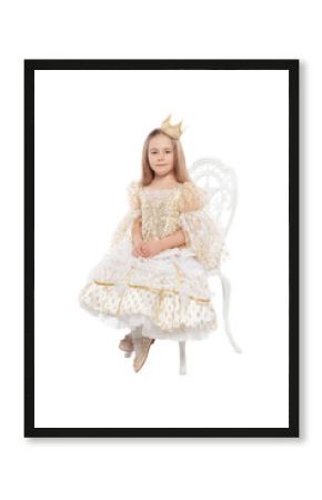 Little charming blonde girl in a princess costume