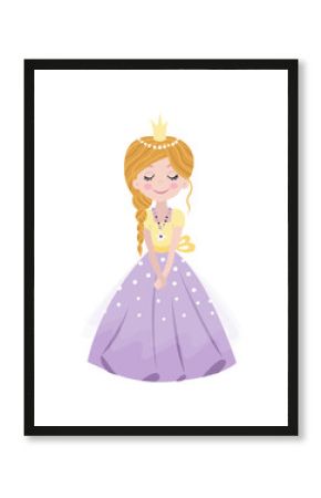 Cute isolated princess on a white background.