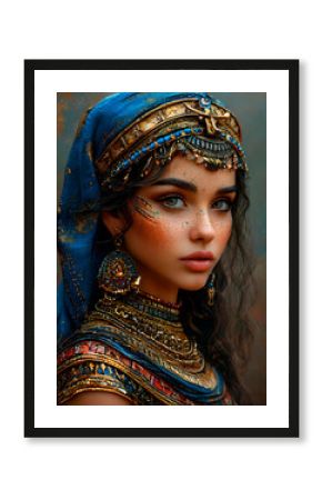 Beautiful girl in ethnic clothes and jewelry. Eastern style.