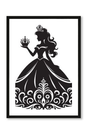 princess silhouette vector. Beautiful princess