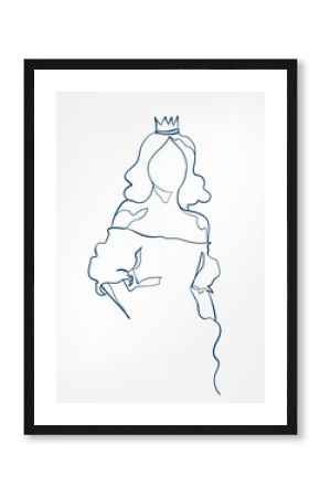 princess girl line art single line isolated vector illustration abstract