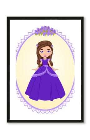 Beautiful princess standing in a beautiful dress, vector illustration