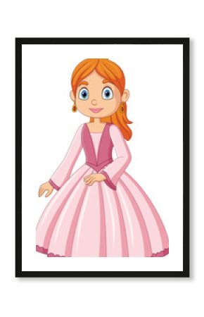 Cartoon beautiful princess in pink dress