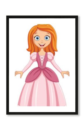 Cartoon beautiful princess in pink dress