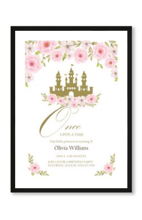 cinderella invitation. Invitation to the princess's birthday party. Template for baby shower invitation. It is a girl