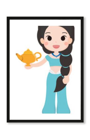 Brunette cartoon girl, Arab or Indian princess