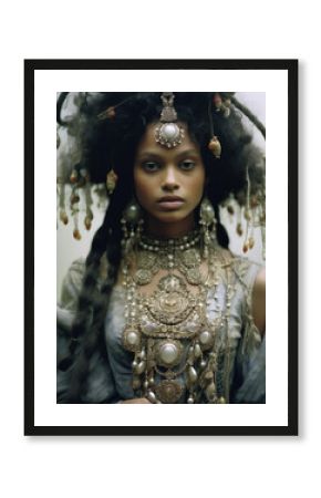Young beautiful black princess wearing jewelry